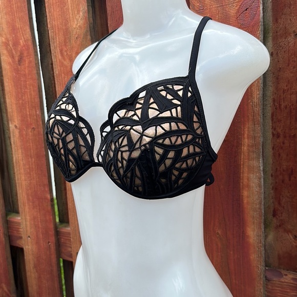 Shade & Shore Black and Bronze Bikini Bra Size 34D - Picture 3 of 6